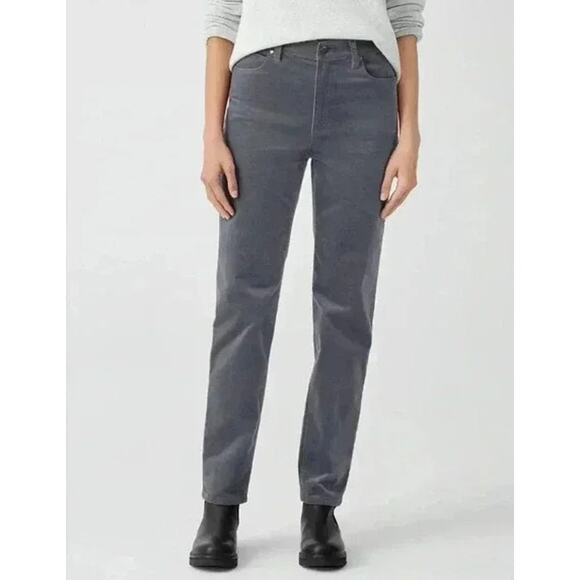 EILEEN FISHER Velvet Straight Leg Pants Gray 5-Pocket Casual Women's XL/18 - Picture 3 of 10
